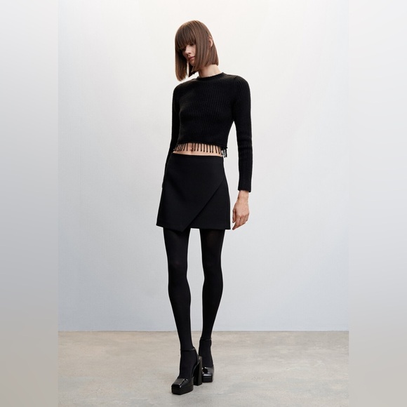 Mango beaded ribbed fringe sweater XS - Picture 3 of 5